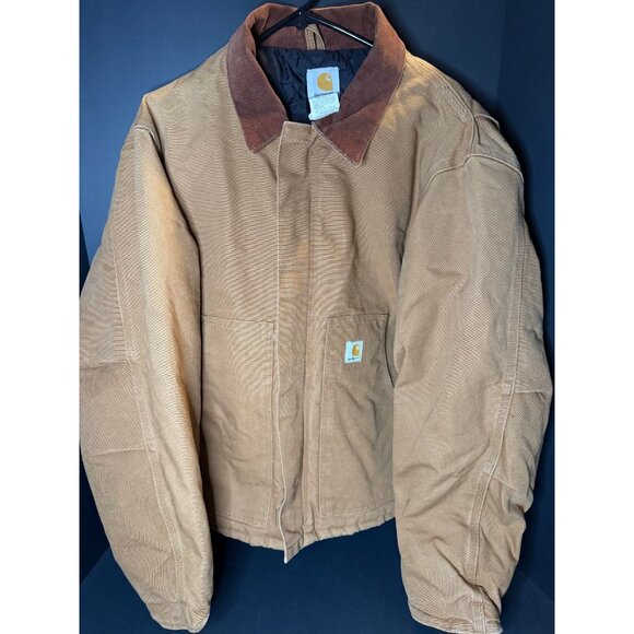 Vintage Distressed Carhartt J02 BRN Jacket Quilt Lined Workwear USA Mens Large - Picture 1 of 5